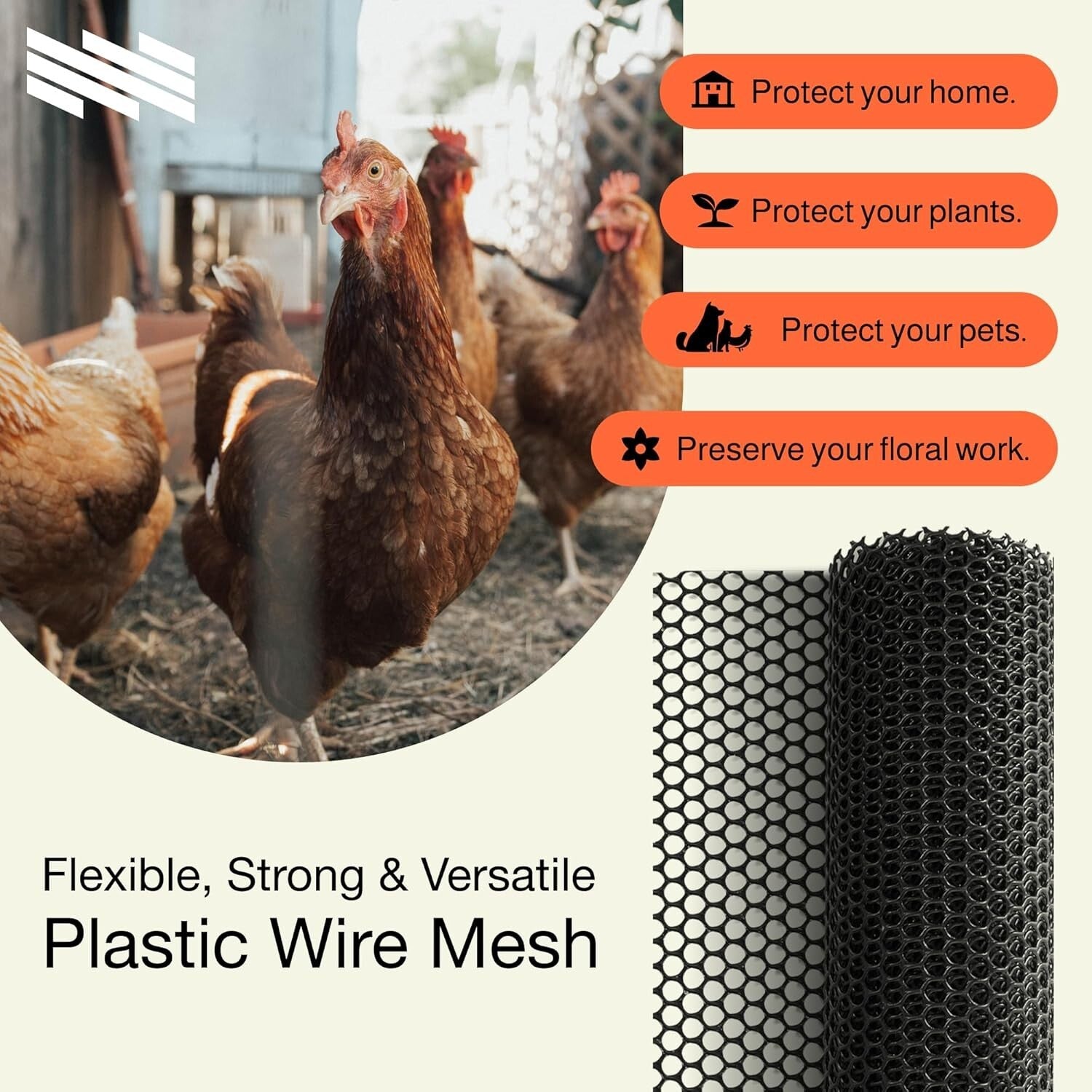 Weatherproof 15.71" x 10 ft Plastic Wire Mesh - Safe Pet & Garden Barrier