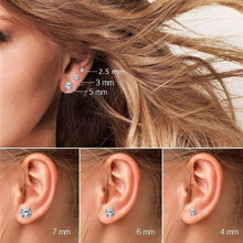 Load image into Gallery viewer, Versatile 2.5mm Cubic Zirconia and White Gold Studs - Gift-Ready Jewelry Box