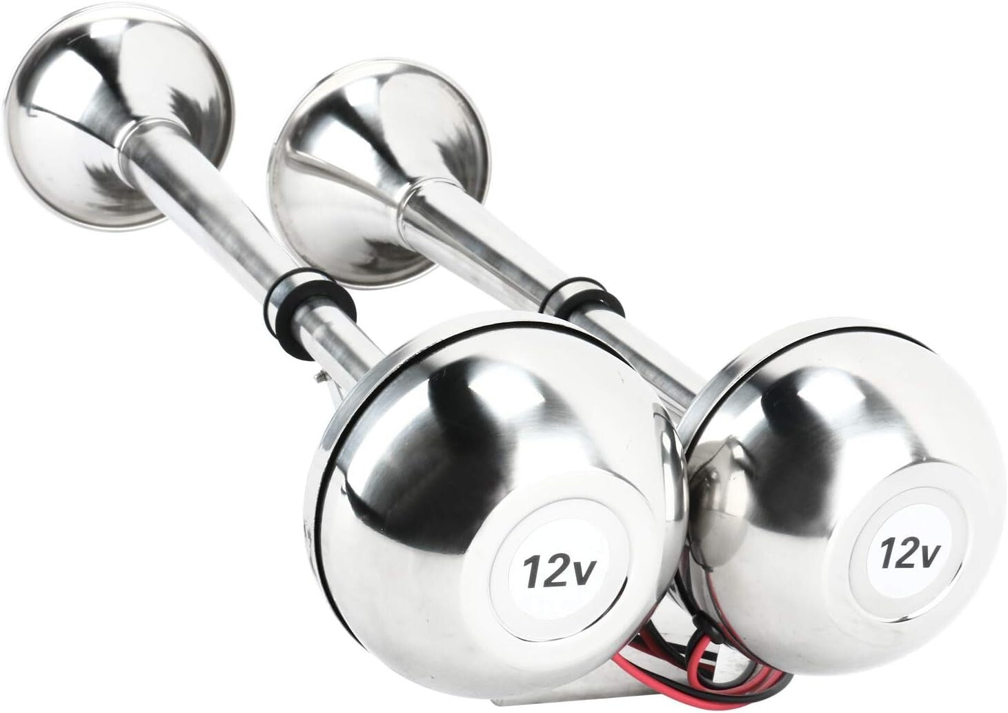 Weather-Resistant Stainless Steel Dual Trumpet Horn - 125db for Boats & Trucks