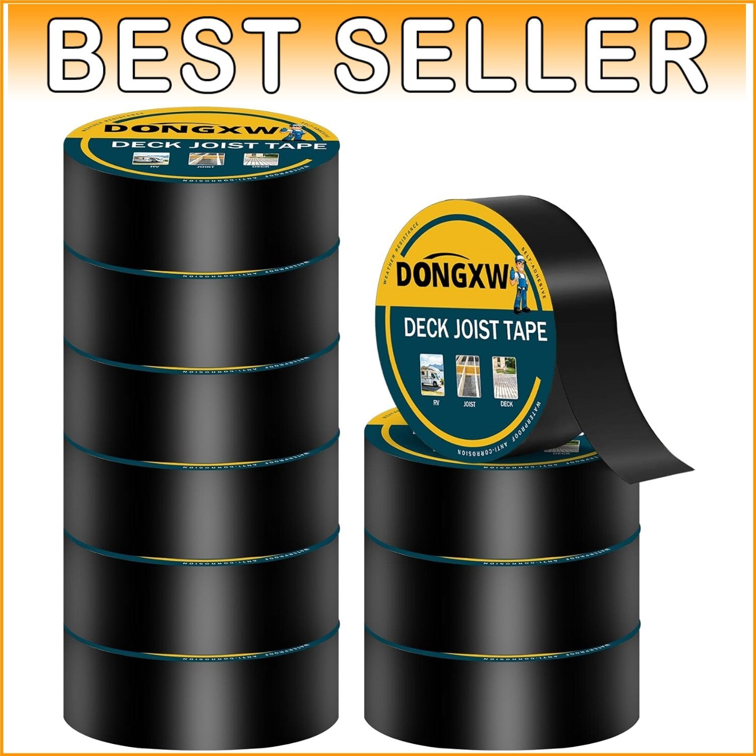 10-Pack Waterproof Butyl Deck Joist Tape 2'' x 50' - Weather Resistant Solution