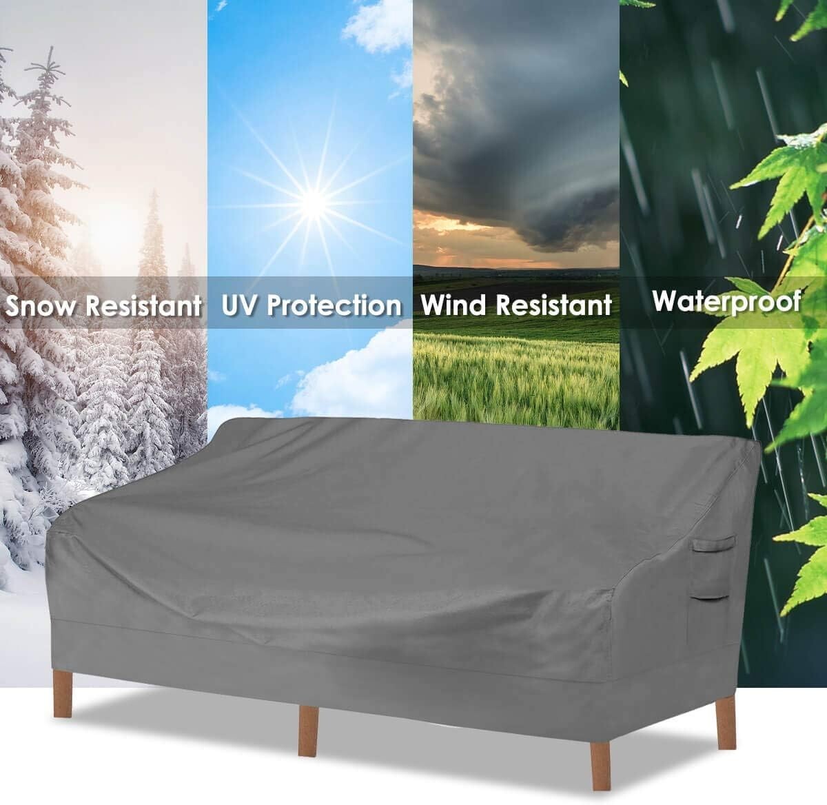 Durable 600D Waterproof Outdoor Sofa Cover with Air Vent - Fits 3-Seater