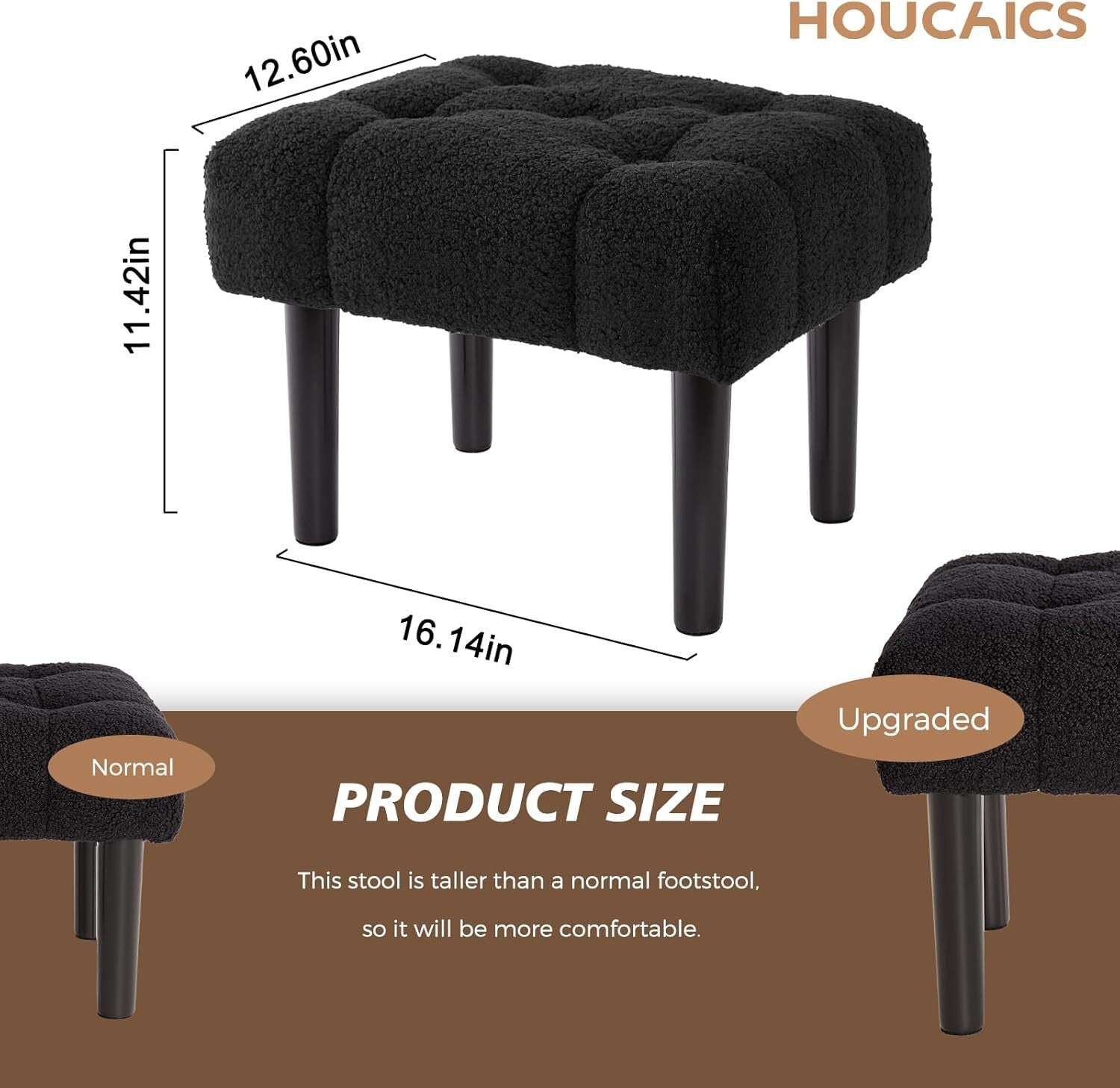 Elegant Jacquard Black Foot Rest Ottoman - Versatile Design for Modern Homes
