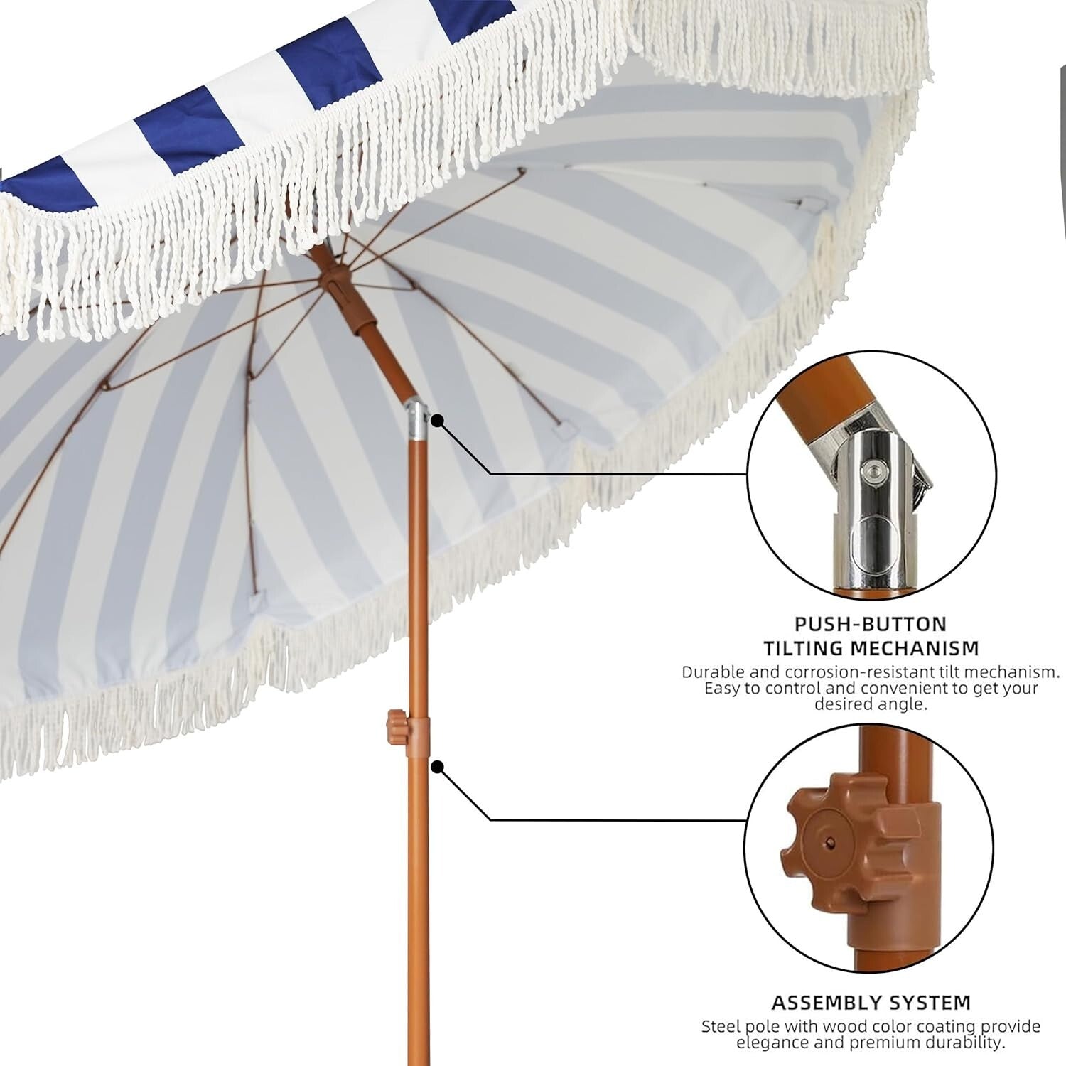 Lightweight 7ft Patio Umbrella with Push Button Tilt – Perfect for Parties