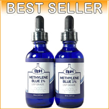 Load image into Gallery viewer, Ultra-Pure Methylene Blue 1% USP - 100 mL Blue Glass Twin Pack, Verified Safety