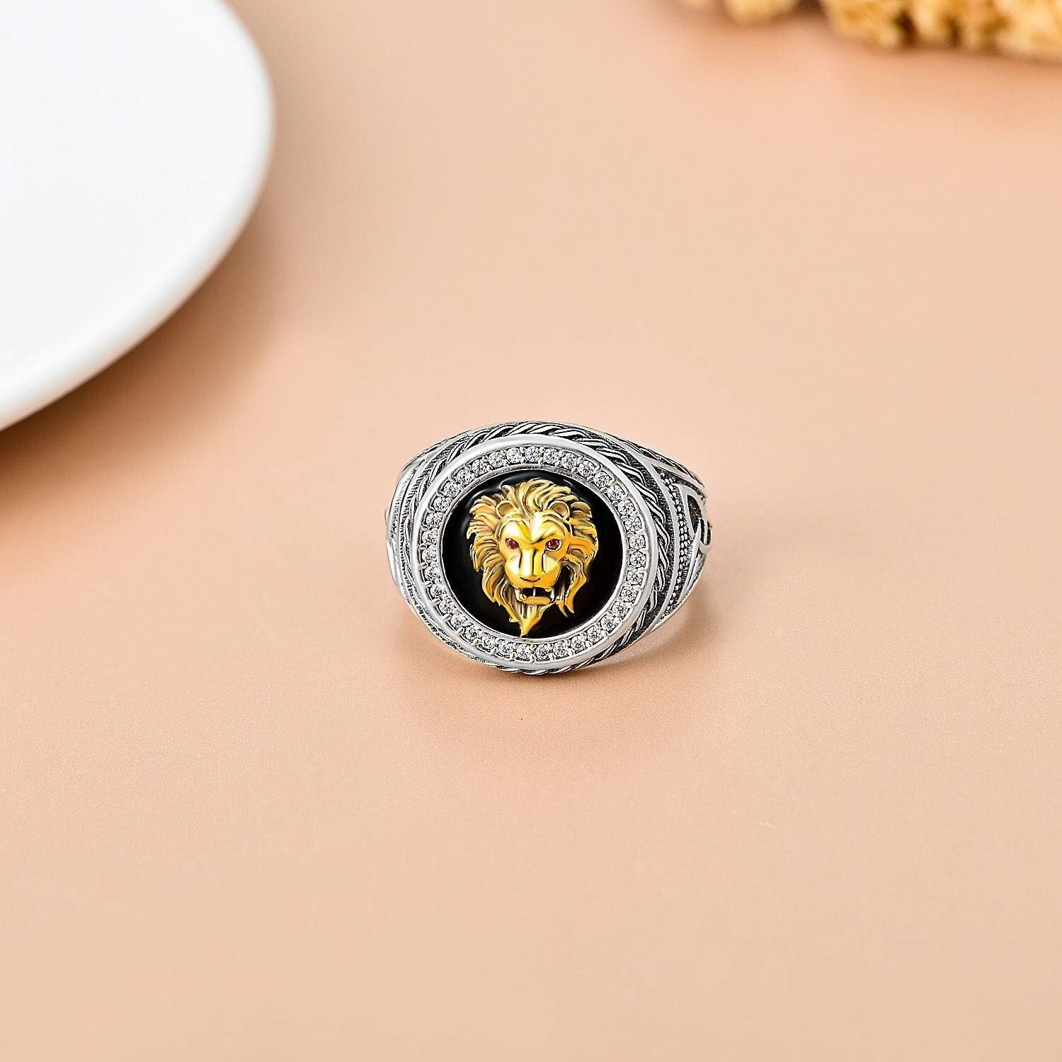 Exquisite Lion Head Ring in 925 Silver for Men - Graduation and Birthday Gift
