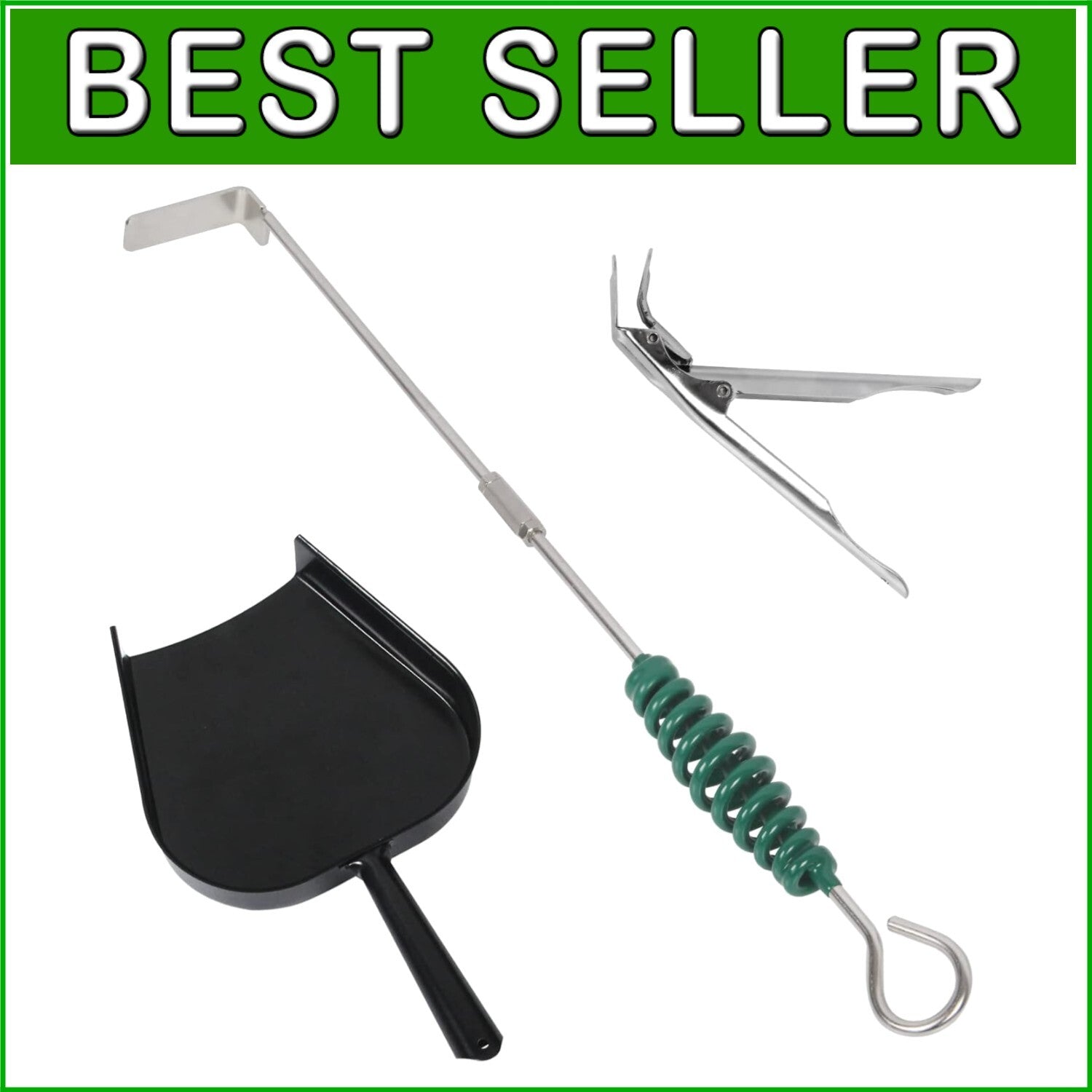 Essential Grill Grate Lifter & Ash Tool Set for Big Green Egg & Kamado Grills