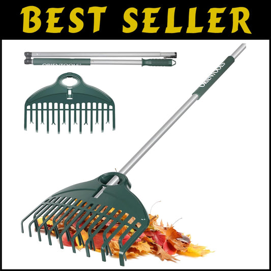 Compact Foldable Garden Rake with Ergonomic Handle - Effortless Leaf Cleanup
