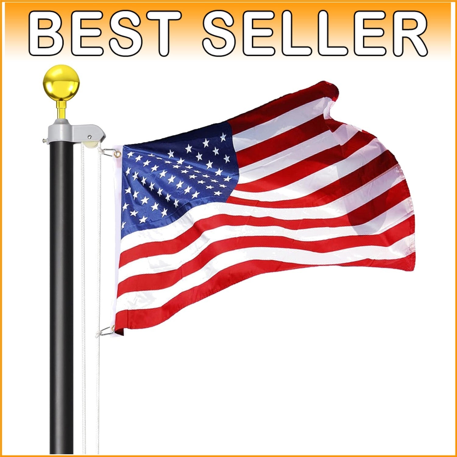 Durable 25 FT Flag Pole Kit - Corrosion Resistant with 3x5 U.S. Flag Included