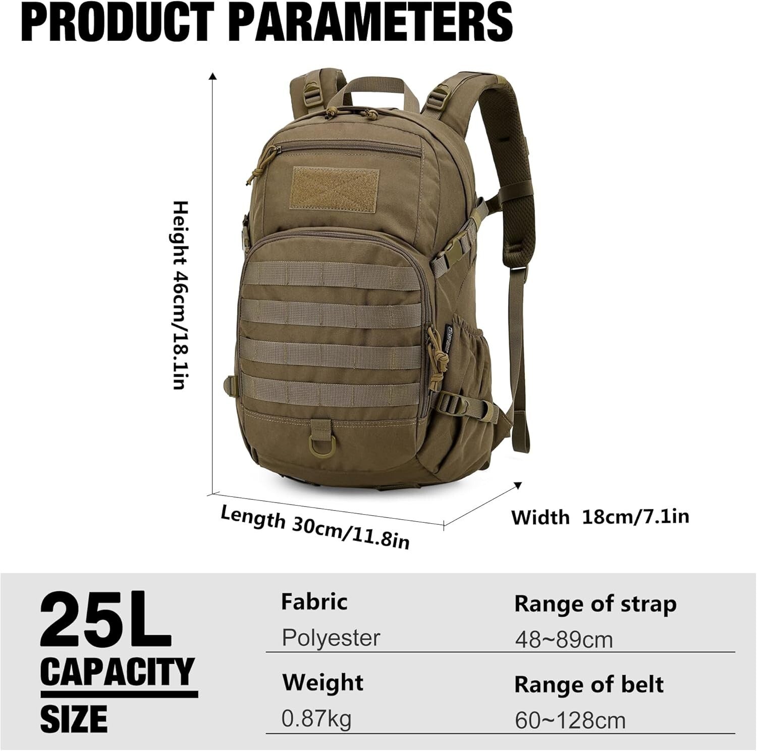 Versatile 25L Tactical Hiking Backpack - Molle System for Outdoor Adventures
