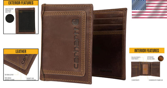 Elegant Brown Leather Trifold Wallet for Men - Organized & Durable Design
