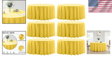 Load image into Gallery viewer, Durable 132 Inch Round Yellow Tablecloth Set for Parties &amp; Weddings - 6 Pack