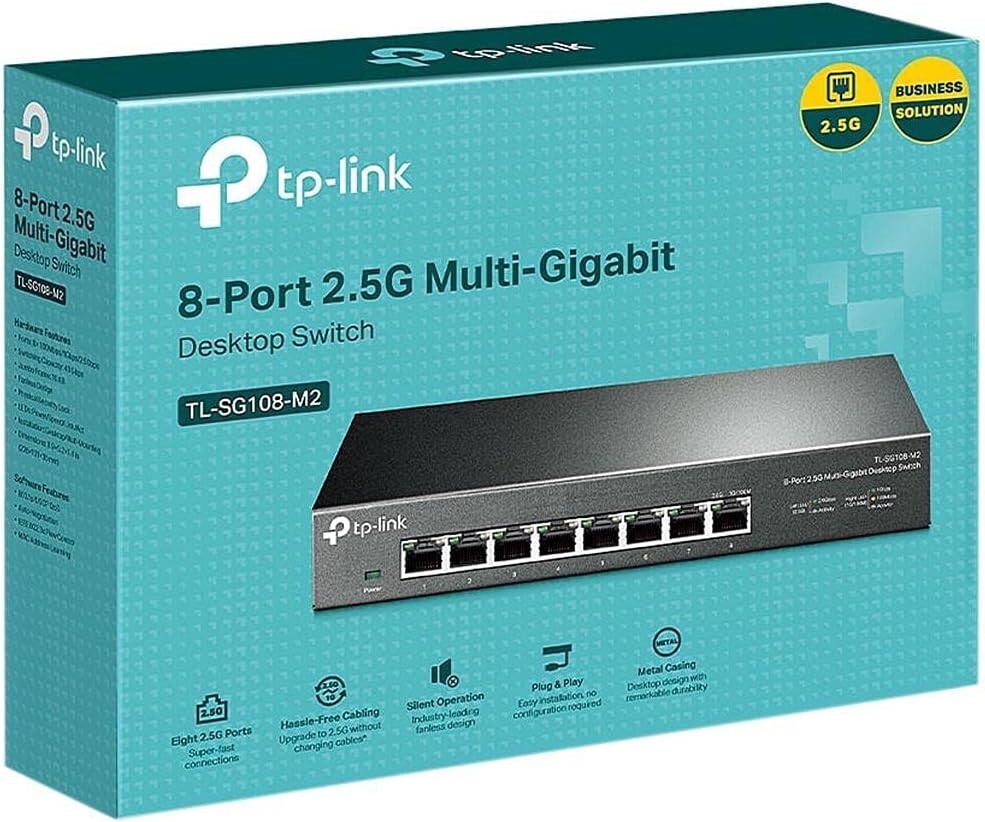 2.5G Bandwidth 8-Port Network Switch - Silent Setup for High-Speed Networking