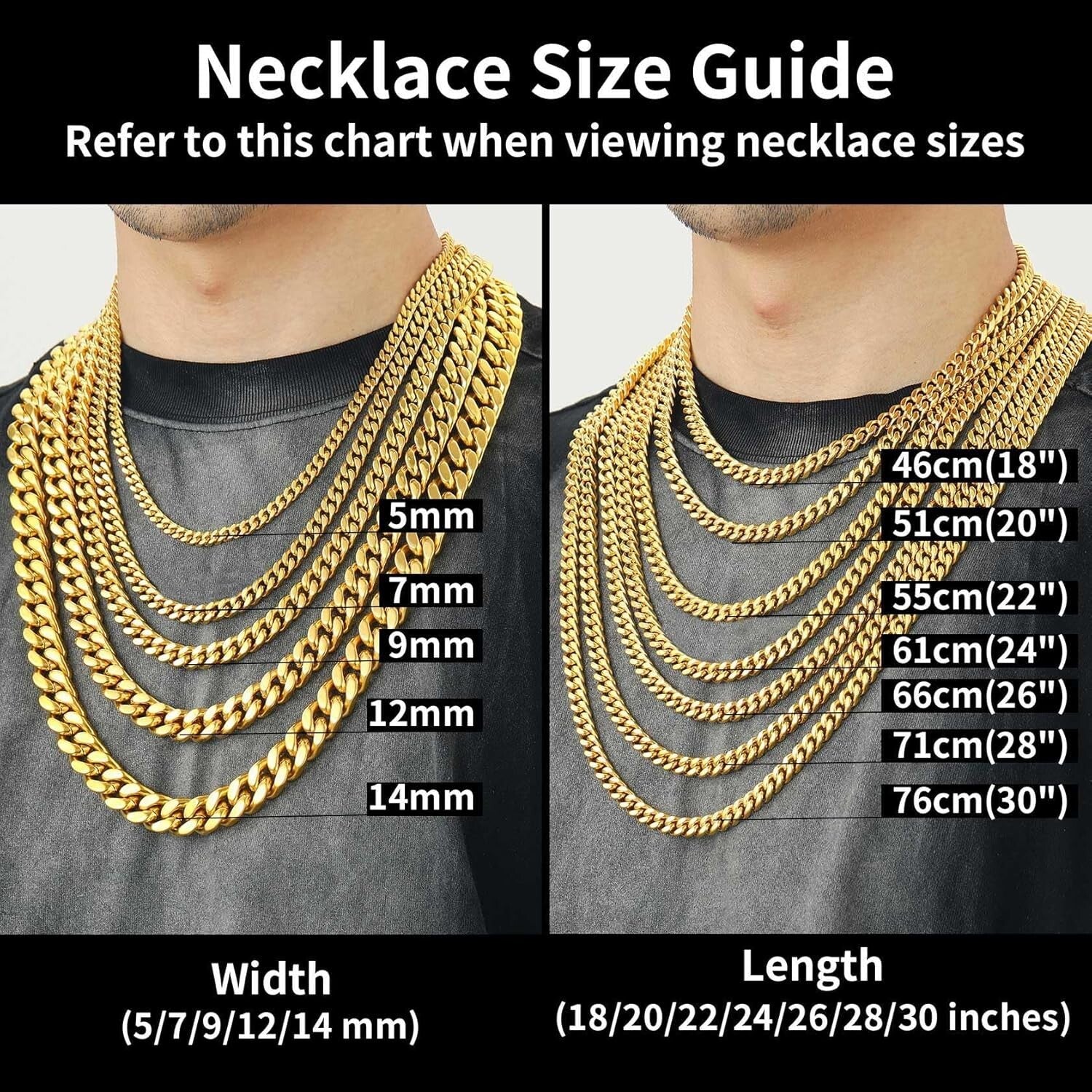 Durable 18K Gold Plated Cuban Link Chain Necklace for Men - Gift Box Included