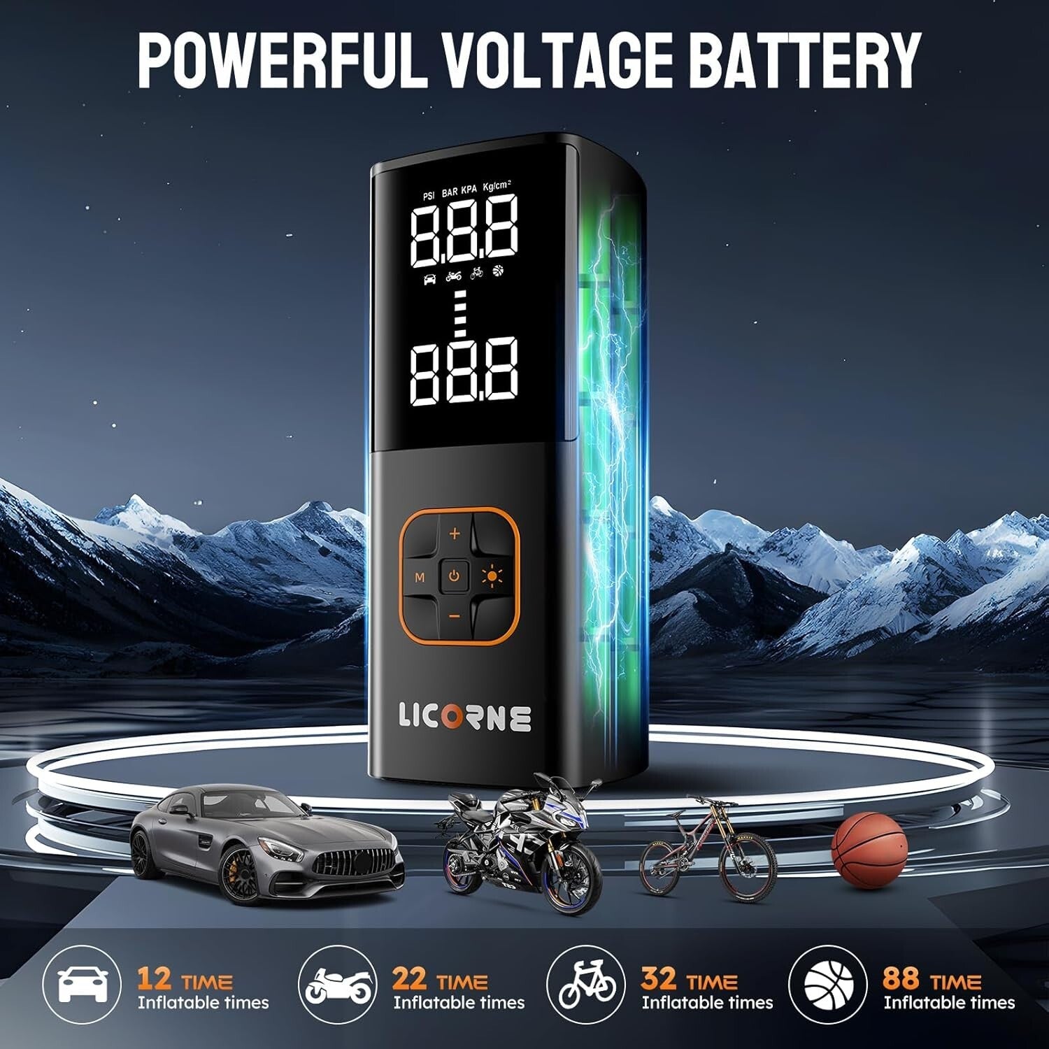 Rechargeable Tire Inflator with Digital Gauge - Ideal for Cars & Sports Balls