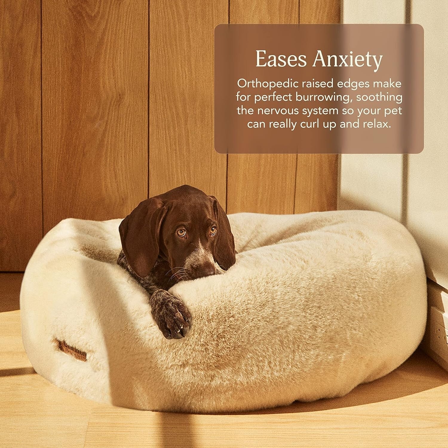 Medium Orthopedic Dog Bed - Extra Soft Faux Fur - Machine Washable Taupe Ducky