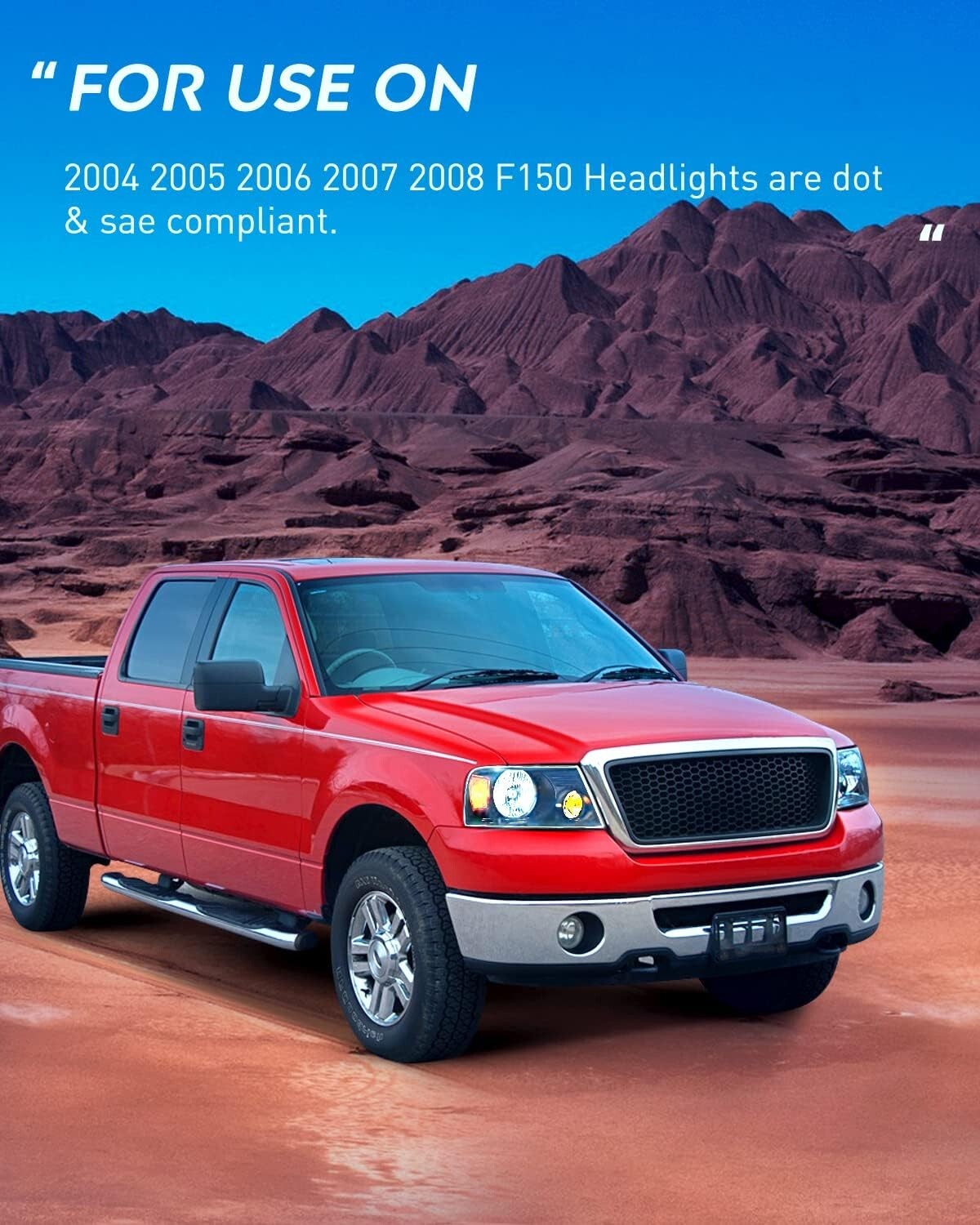 DOT Compliant 2004-2008 F150 Headlight Assembly - Easy Installation & Waterproof