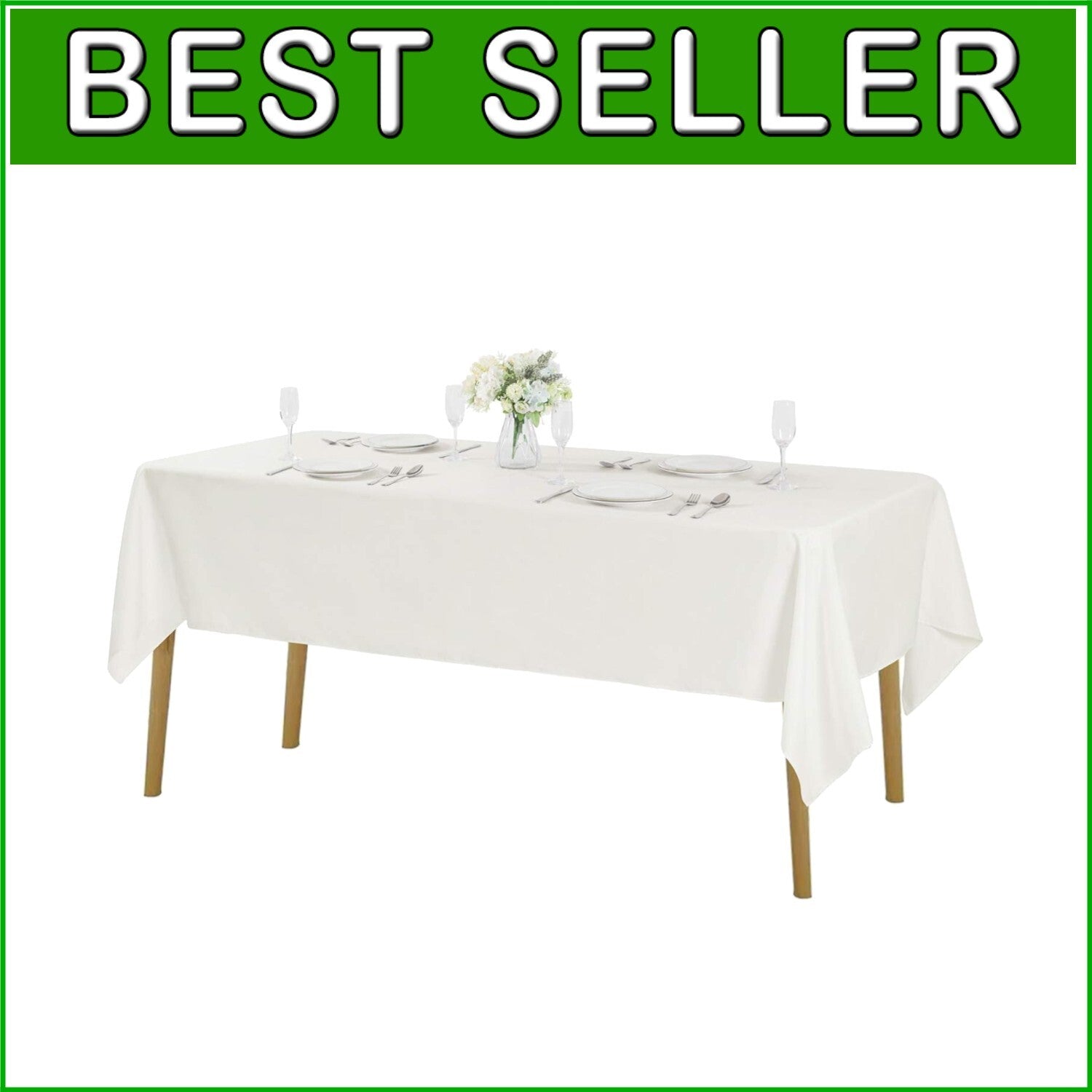 Elegant 60x120 Inch Washable Ivory Polyester Tablecloth - 12 Pack for Events
