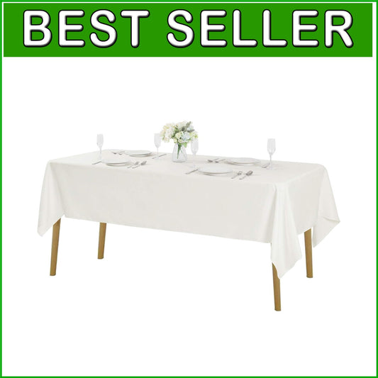Elegant 60x120 Inch Washable Ivory Polyester Tablecloth - 12 Pack for Events