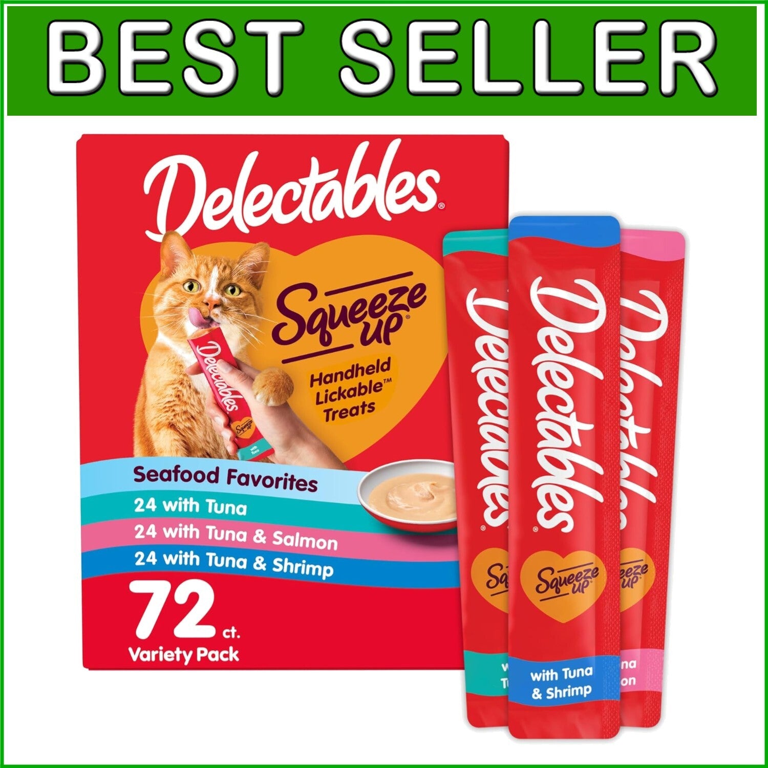 Delectables Seafood Variety Pack: Lickable, Creamy Cat Treats - 72 Tubes