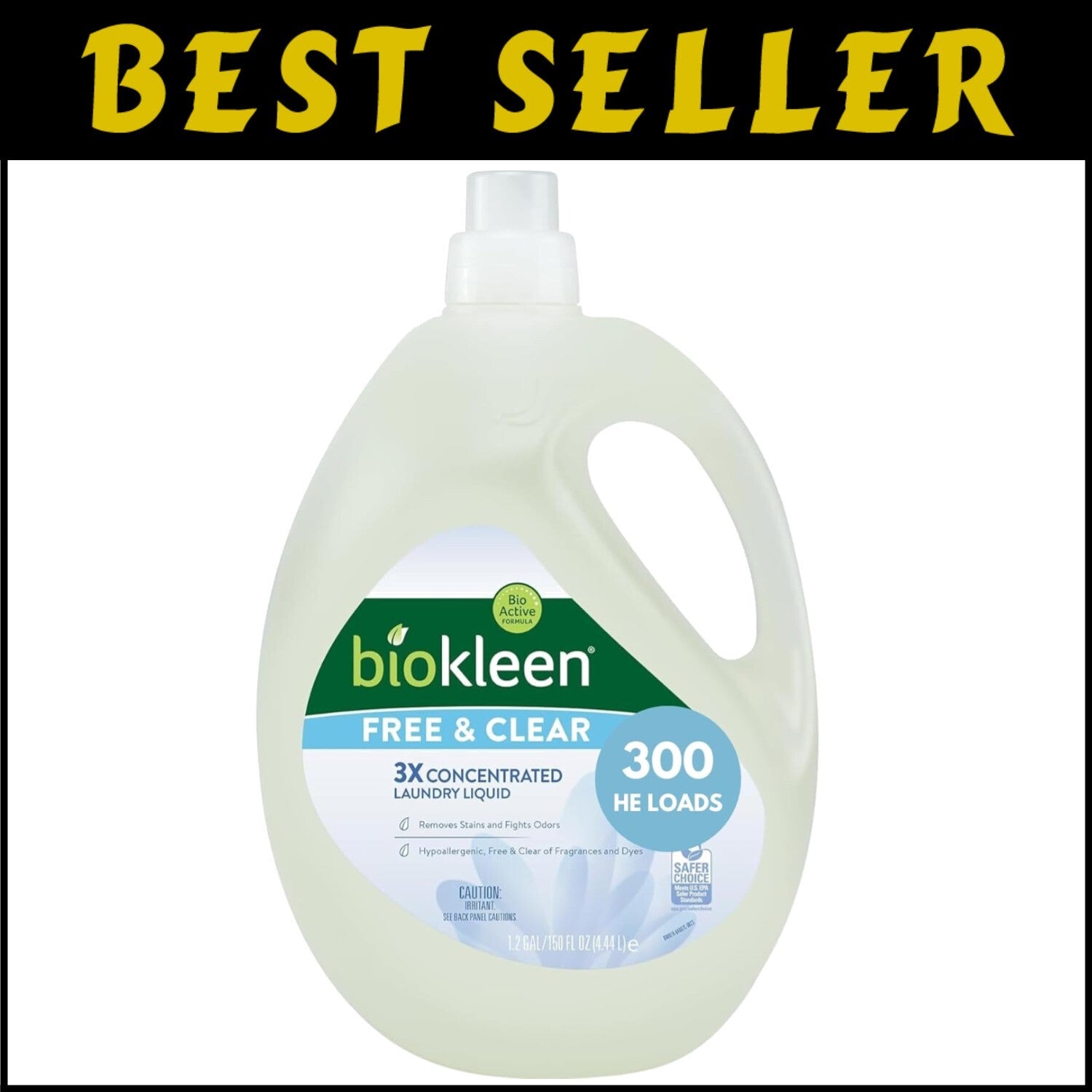 Concentrated Eco-Friendly Laundry Detergent - 300 Loads of Hypoallergenic Power