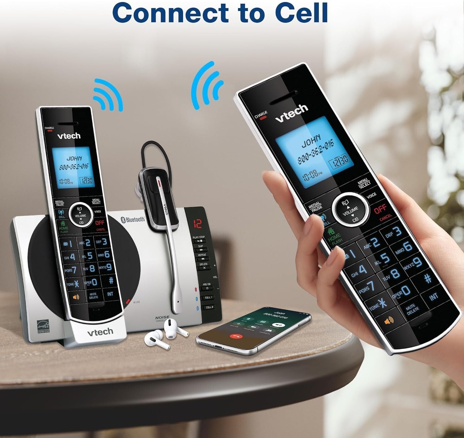 DECT 6.0 Cordless Phone with Bluetooth Headset & Voice-Guided Answering System