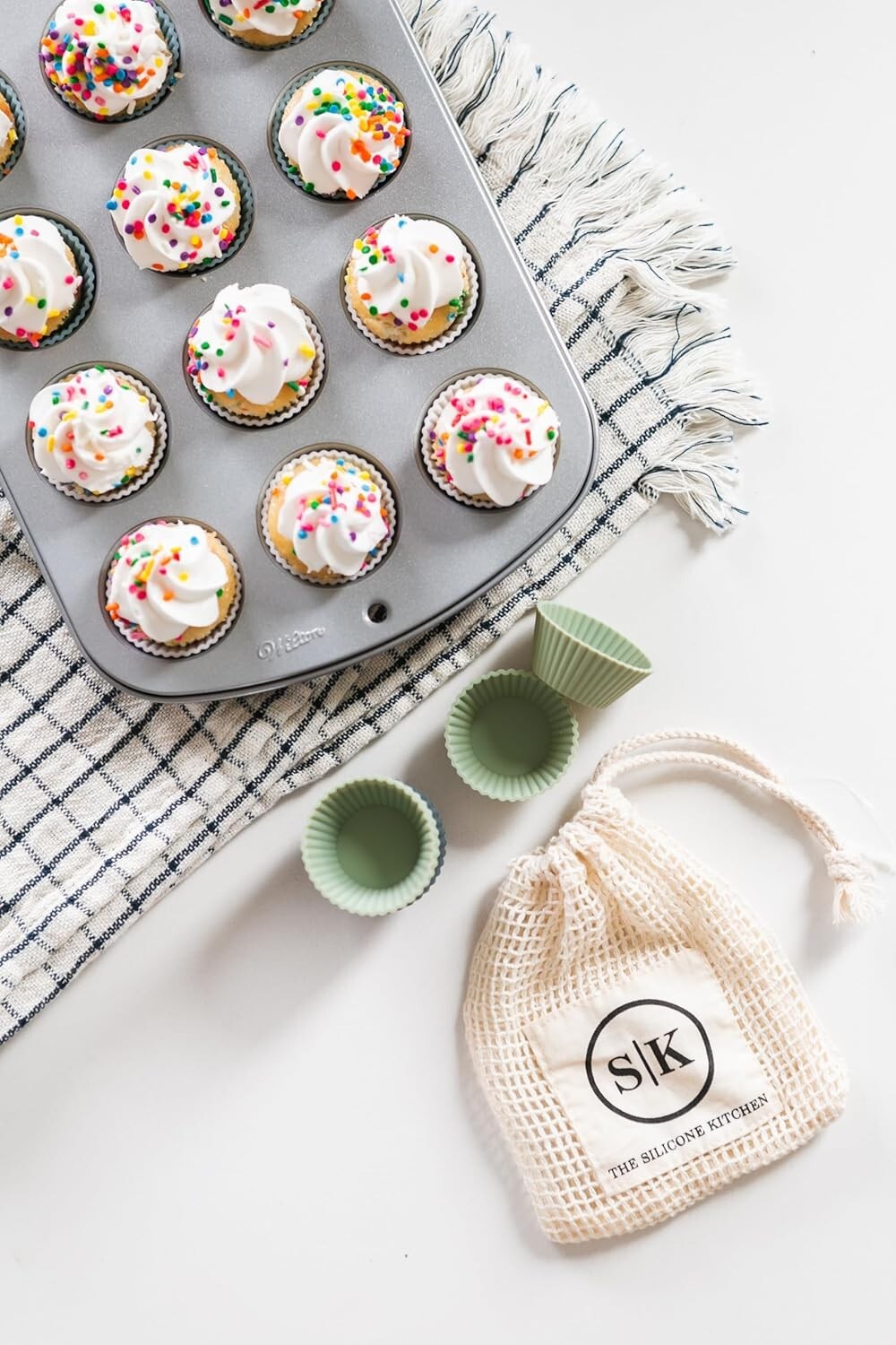 Eco-Friendly Reusable Silicone Baking Cups Set - 24 Regular, 12 Jumbo, 24 Mini