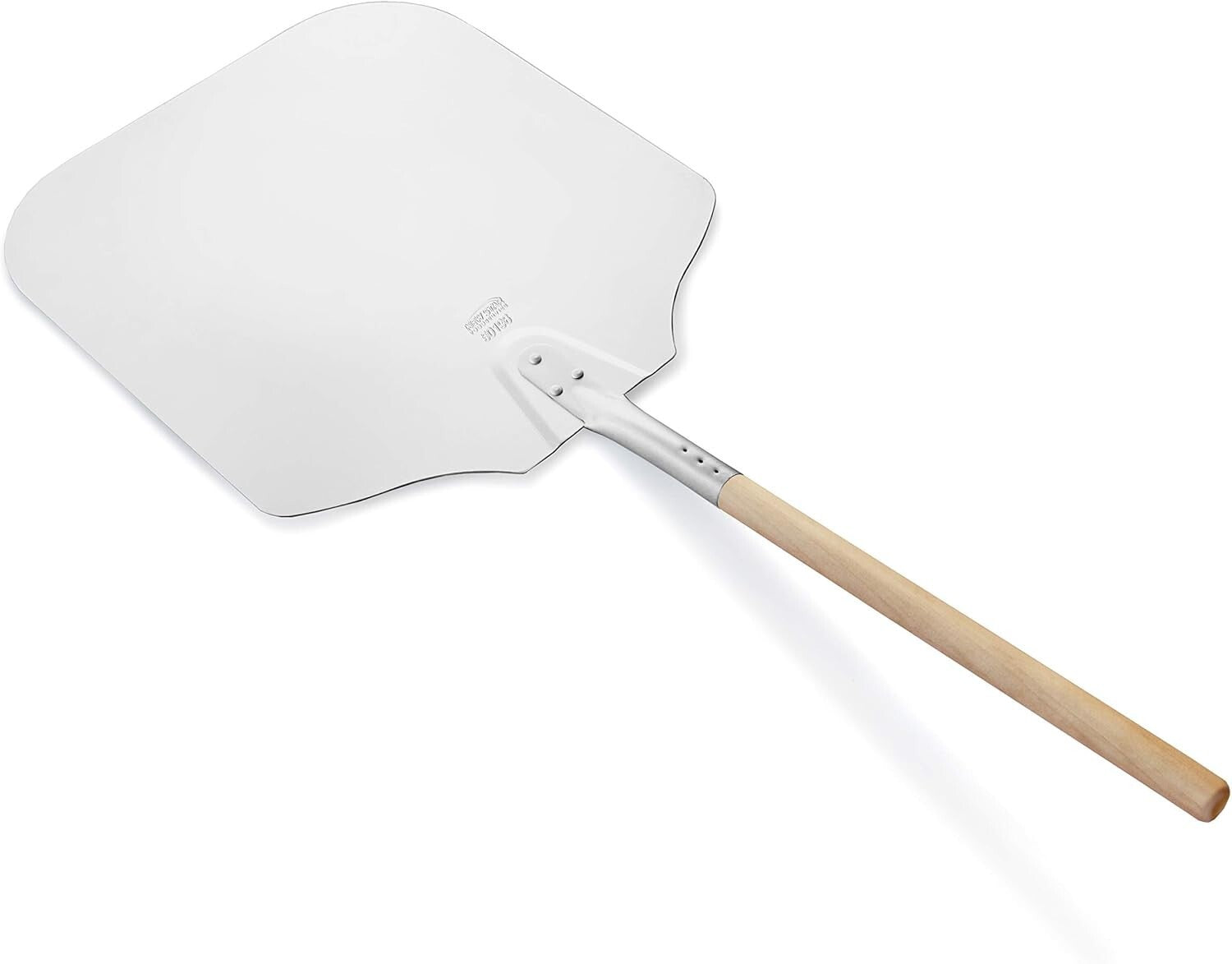 Aluminum Pizza Peel with 16x18 Inch Blade & Wooden Handle for Effortless Baking