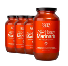 Load image into Gallery viewer, Hot Honey Marinara Pasta Sauce 25 Oz Jar 4-Pack - Sweet &amp; Spicy Gourmet Delight