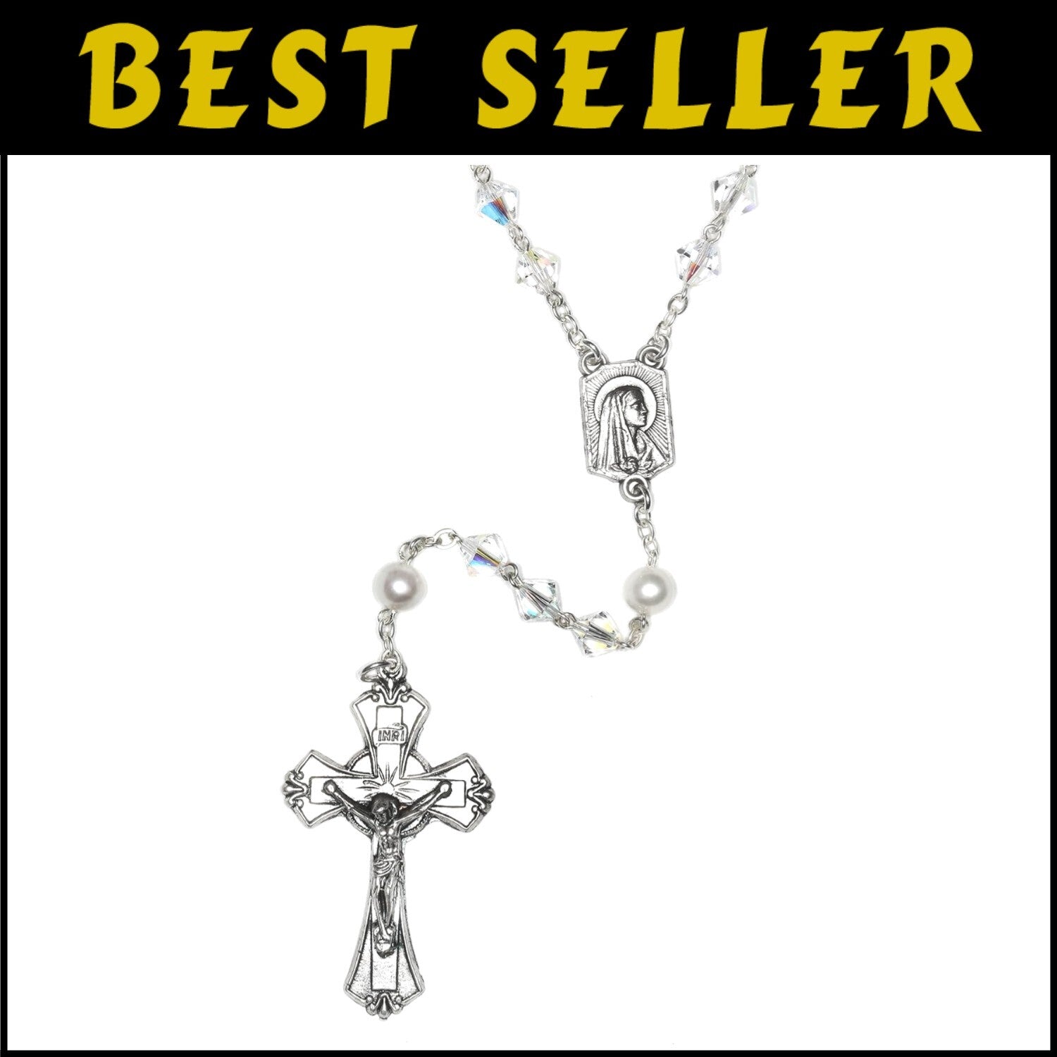 Austrian Crystal Rosary for April Birthdays - Elegant Catholic Prayer Accessory