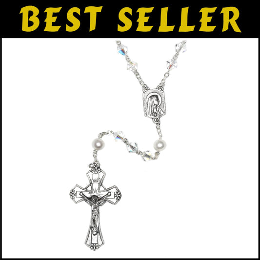 Austrian Crystal Rosary for April Birthdays - Elegant Catholic Prayer Accessory