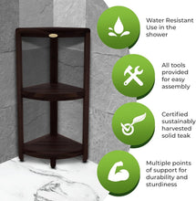 Load image into Gallery viewer, Durable Teak Shower Caddy with Adjustable Feet - Perfect for Corner Spaces