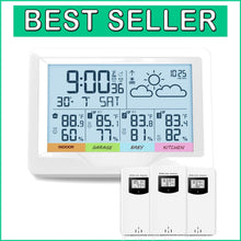 Load image into Gallery viewer, Stylish Wireless Weather Station &amp; Humidity Monitor with Dual Alarm Function