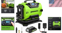 Load image into Gallery viewer, 24V Cordless Tire Inflator: 160 PSI Air Compressor with LED Light &amp; Auto Shut...