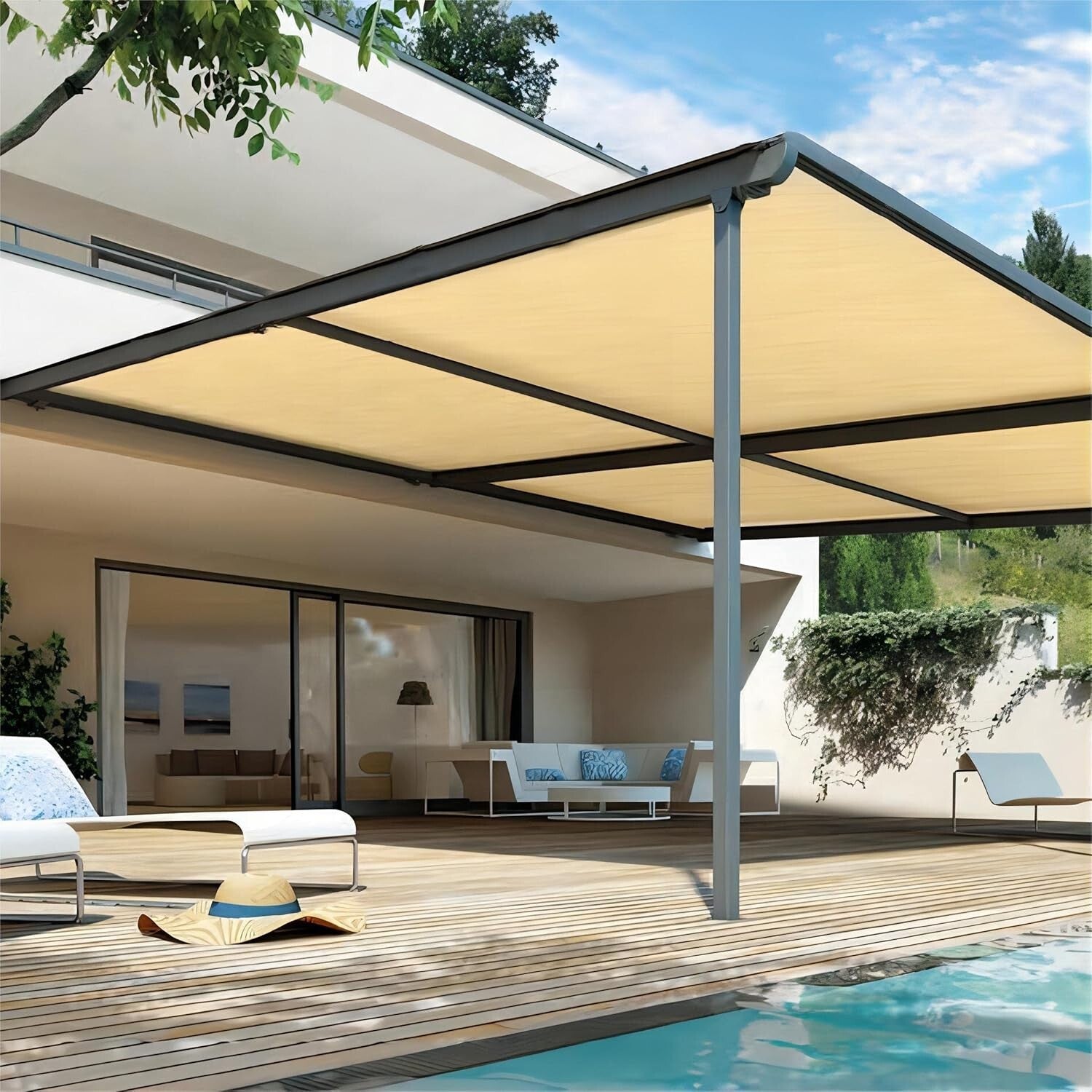 Durable 10x20 ft Outdoor Sunshade with Reinforced Grommets and 12 Bungee Balls