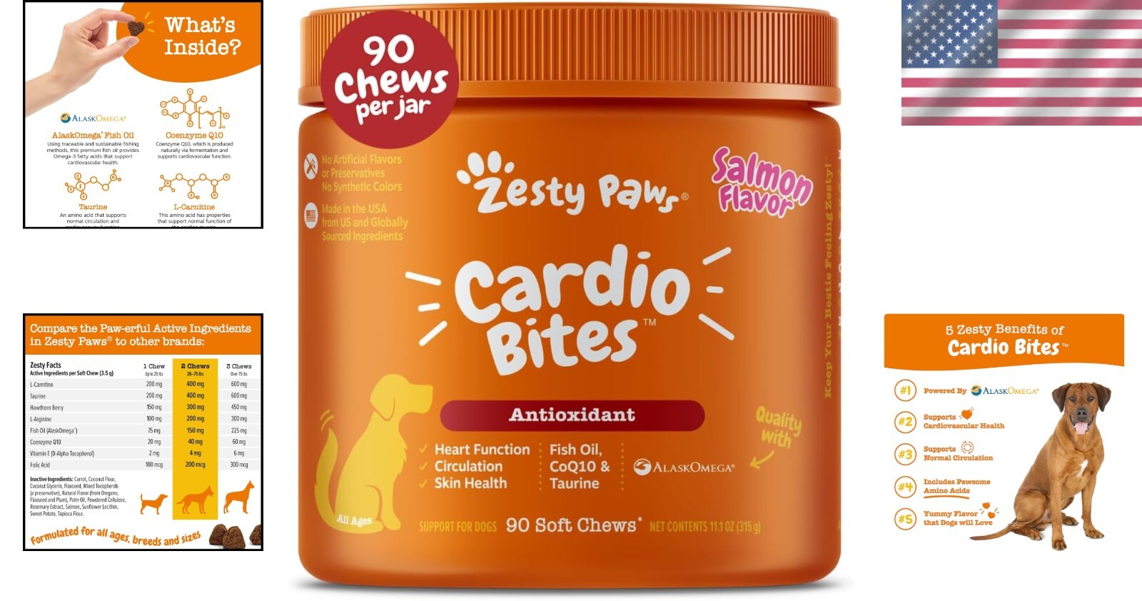 Cardiovascular Support for Dogs - Chewable Salmon Treats with CoQ10 & Omega-3