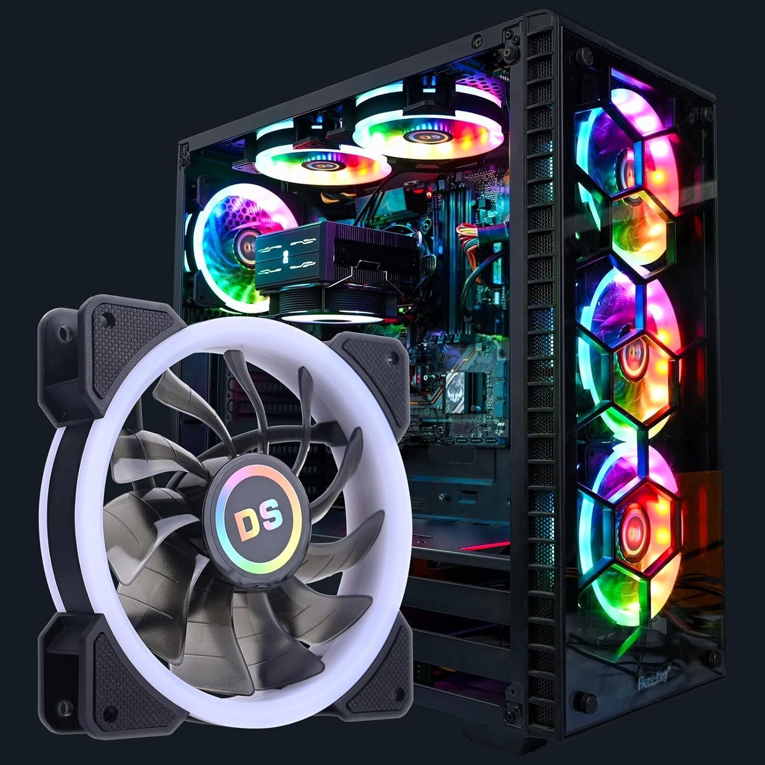DS RGB Cooling Fans 120MM 6-Pack - Remote-Controlled for Ultimate PC Aesthetics