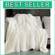 Load image into Gallery viewer, Luxurious Cream Faux Fur Throw - Reversible 60x80 Blanket for Year-Round Comfort