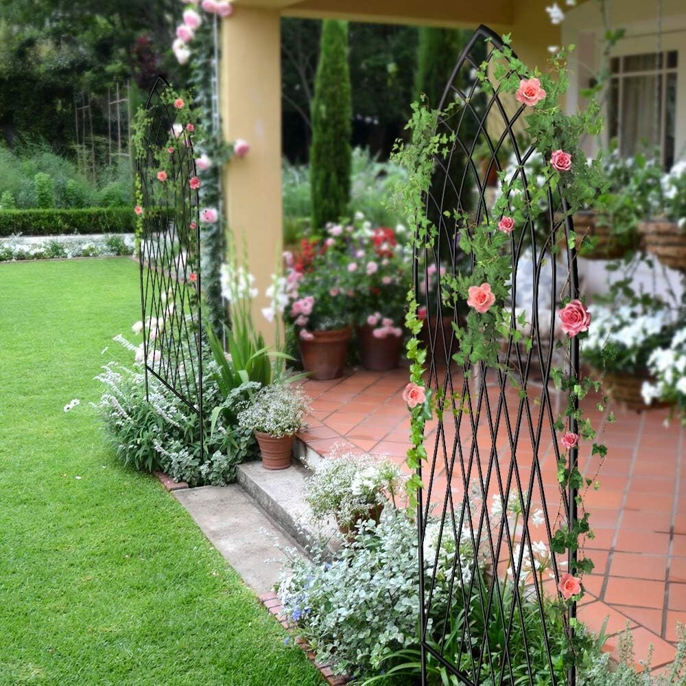 Heavy-Duty 75" x 31" Iron Trellis for Climbing Plants - Black & Rustproof Design