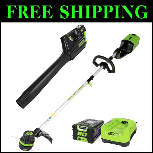Pro 80V Brushless Cordless String Trimmer & Leaf Blower Combo - 2Ah Included