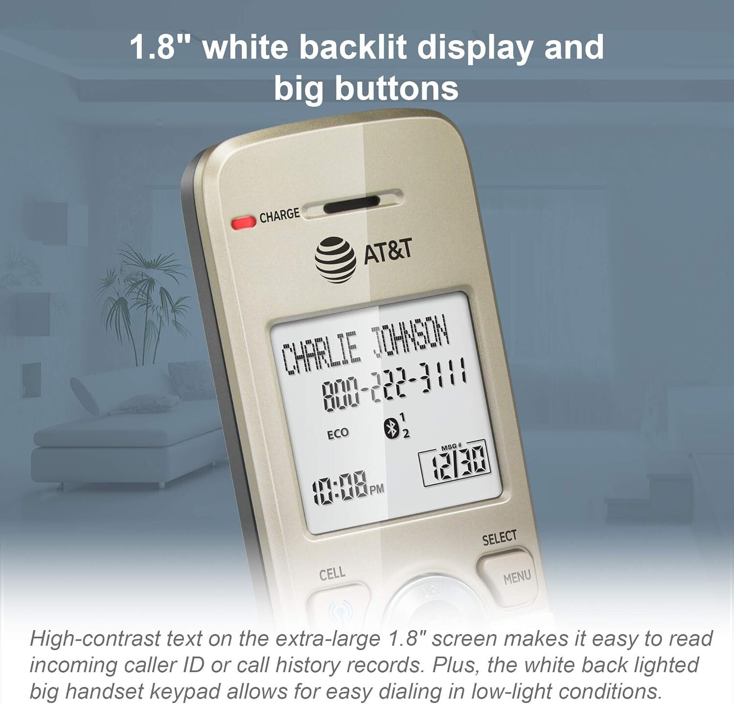 Expanded Bluetooth Cordless Phone System with Big Buttons & Digital Answering