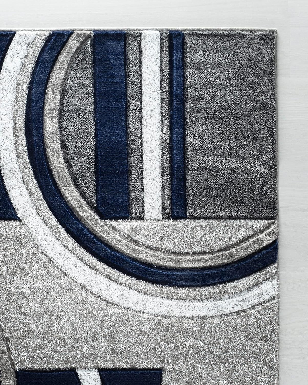 Contemporary Navy 8x10 Fluffy Area Rug - Versatile for Entryway & Living Room