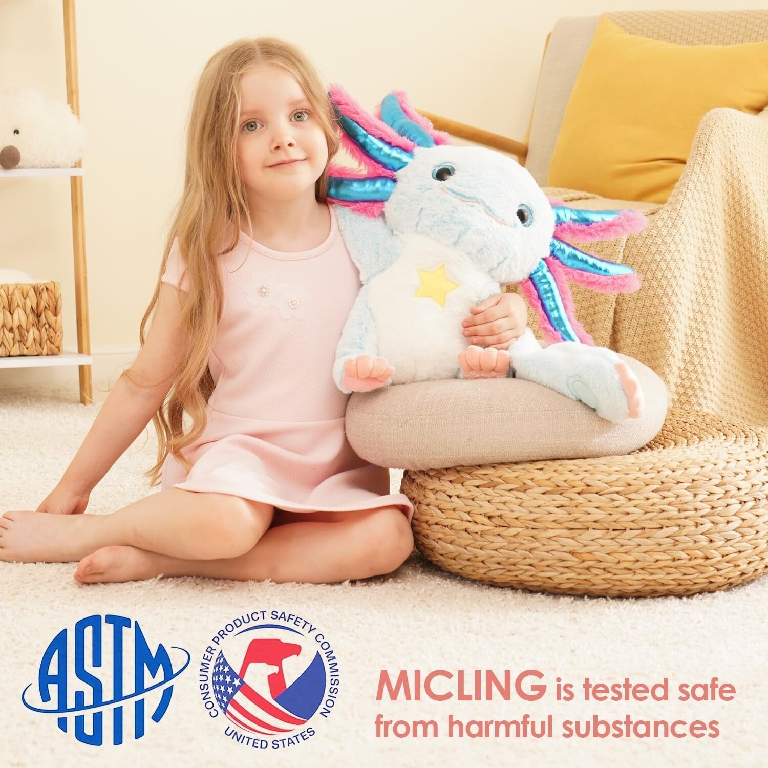 4.5 lbs Weighted Stuffed Animal - Blue Plush for Sensory Needs & Anxiety Relief