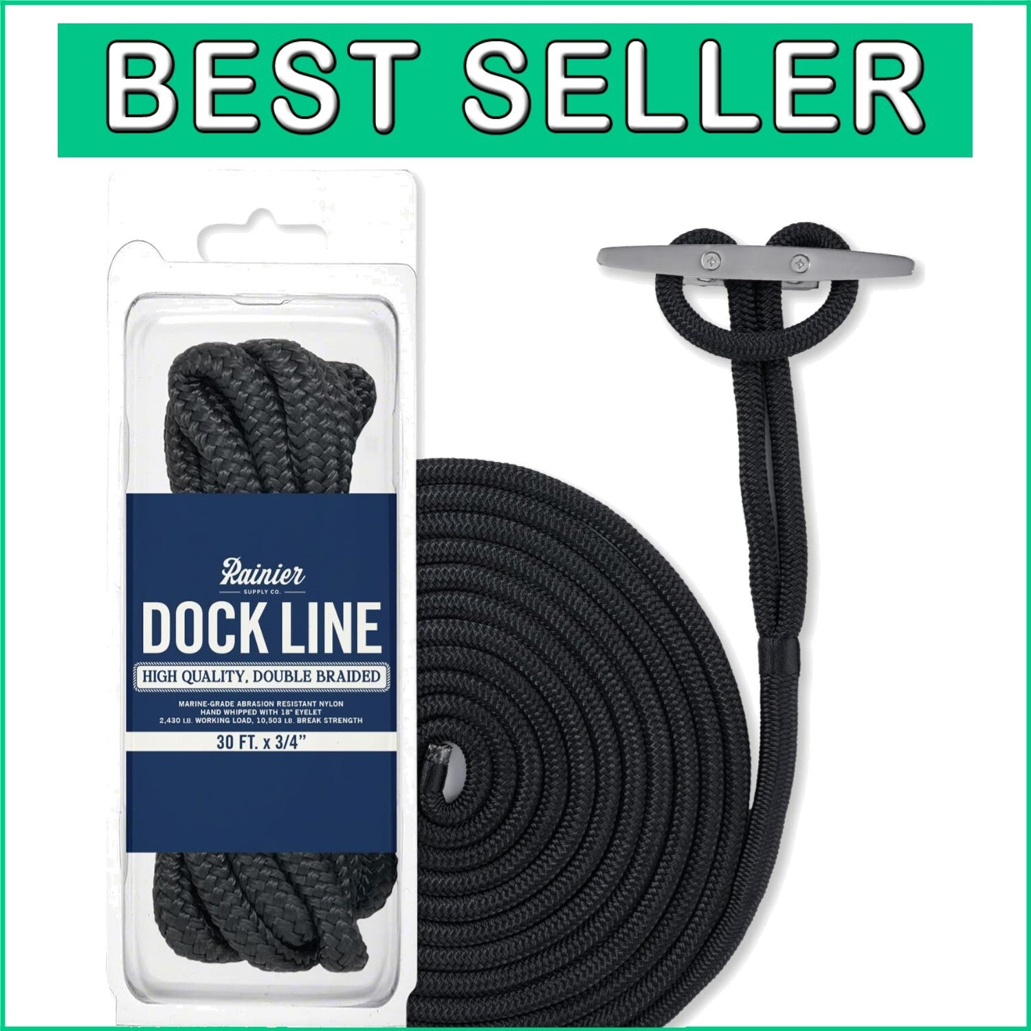 Soft Touch Nylon Dock Lines - 30 ft x 3/4 Inch, Ideal for Gentle Secure Docking