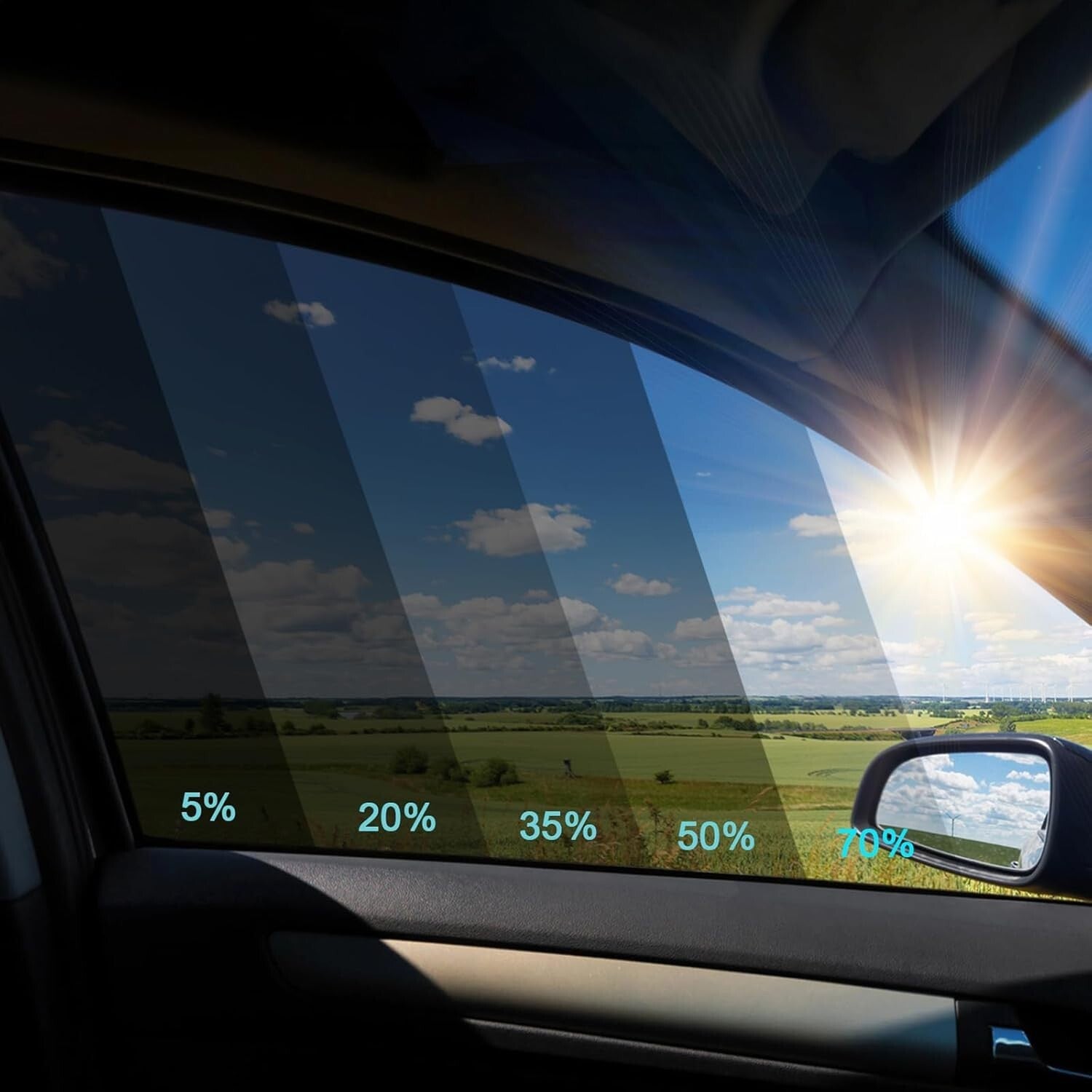 Car Privacy Window Tint Film - UV Block, Heat Resistant, Easy Install 30" x 15'