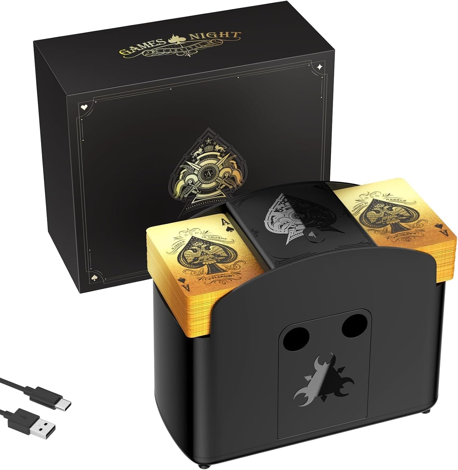 Fully Automatic USB/Battery Card Shuffler for UNO, Poker & Blackjack - Low Noise