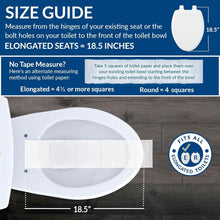 Load image into Gallery viewer, Elegant White Elongated Toilet Seat with Slow Close &amp; Adjustable Fit - USA Made