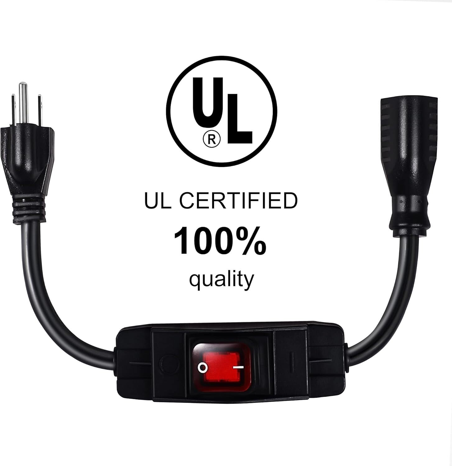 Flexible 25 Ft Heavy Duty Extension Cord with Waterproof Switch for Outdoors