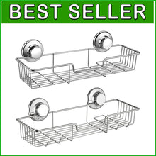Load image into Gallery viewer, Premium Stainless Steel Shower Caddy Set with Hooks - Easy Suction Installation