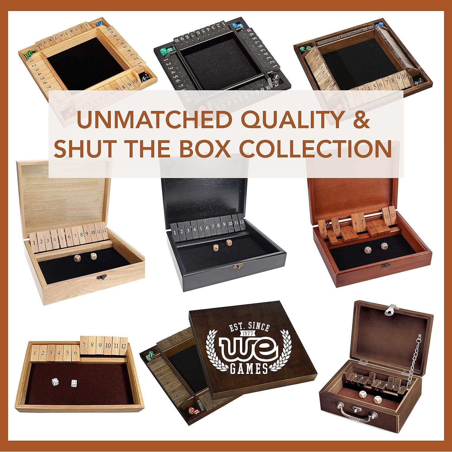 Premium 4-Player Shut The Box Game - Heirloom Quality with Velveteen Surface