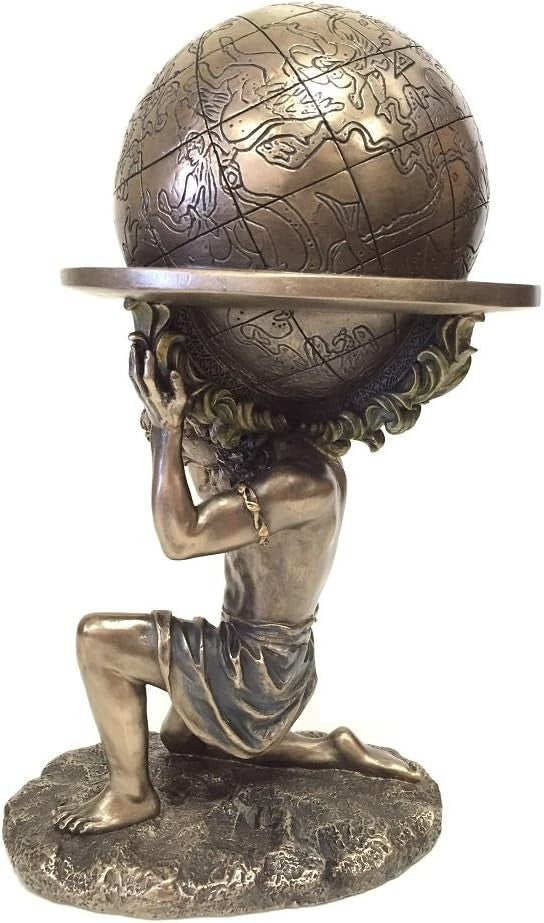 Freestanding 9 Inch Greek Titan Atlas Statue in Beautiful Matte Bronze Finish